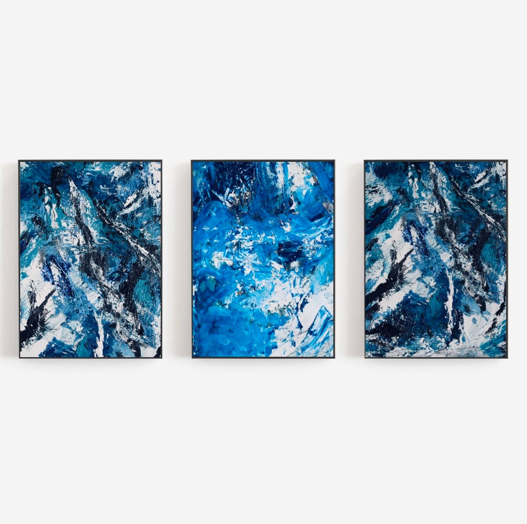 Set of 3 Abstract Oil Painting Art Print Digital Download, Printable