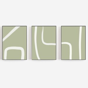 Abstract Sage Green Print Set: Modern Geometric Wall Art (Digital Download)