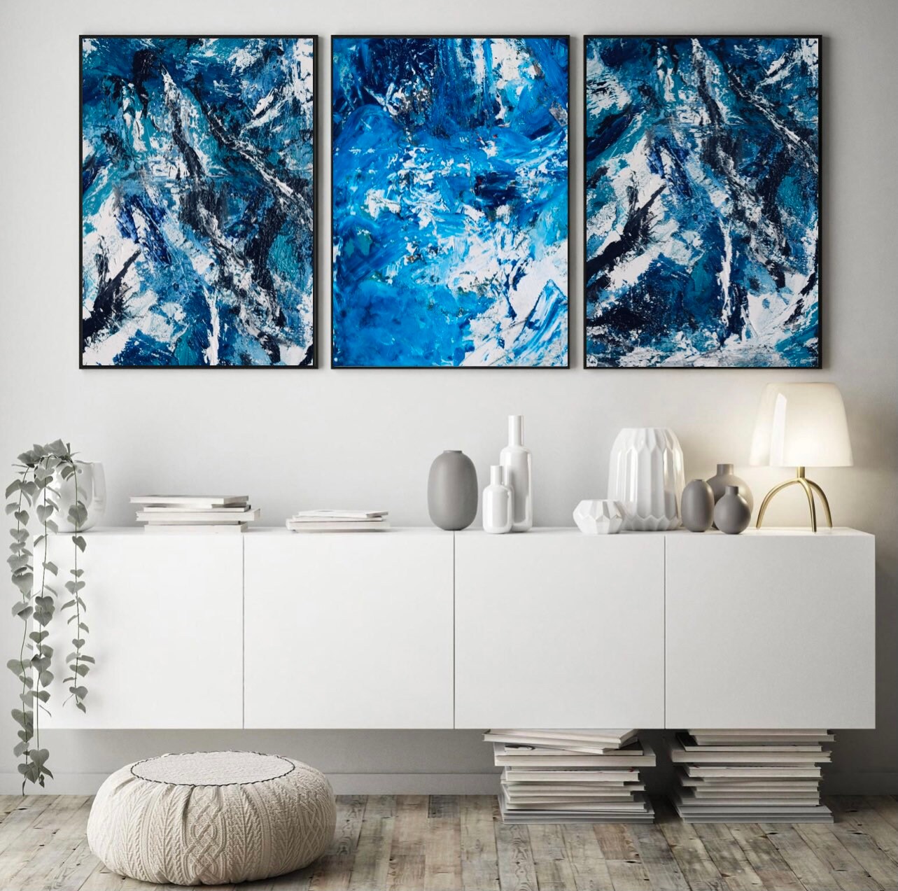 Set of 3 Abstract Oil Painting Art Print Digital Download, Printable