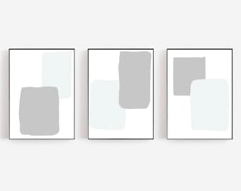 Abstract Shapes Art Prints: Scandi Gray Minimalist Decor (Digital Download)