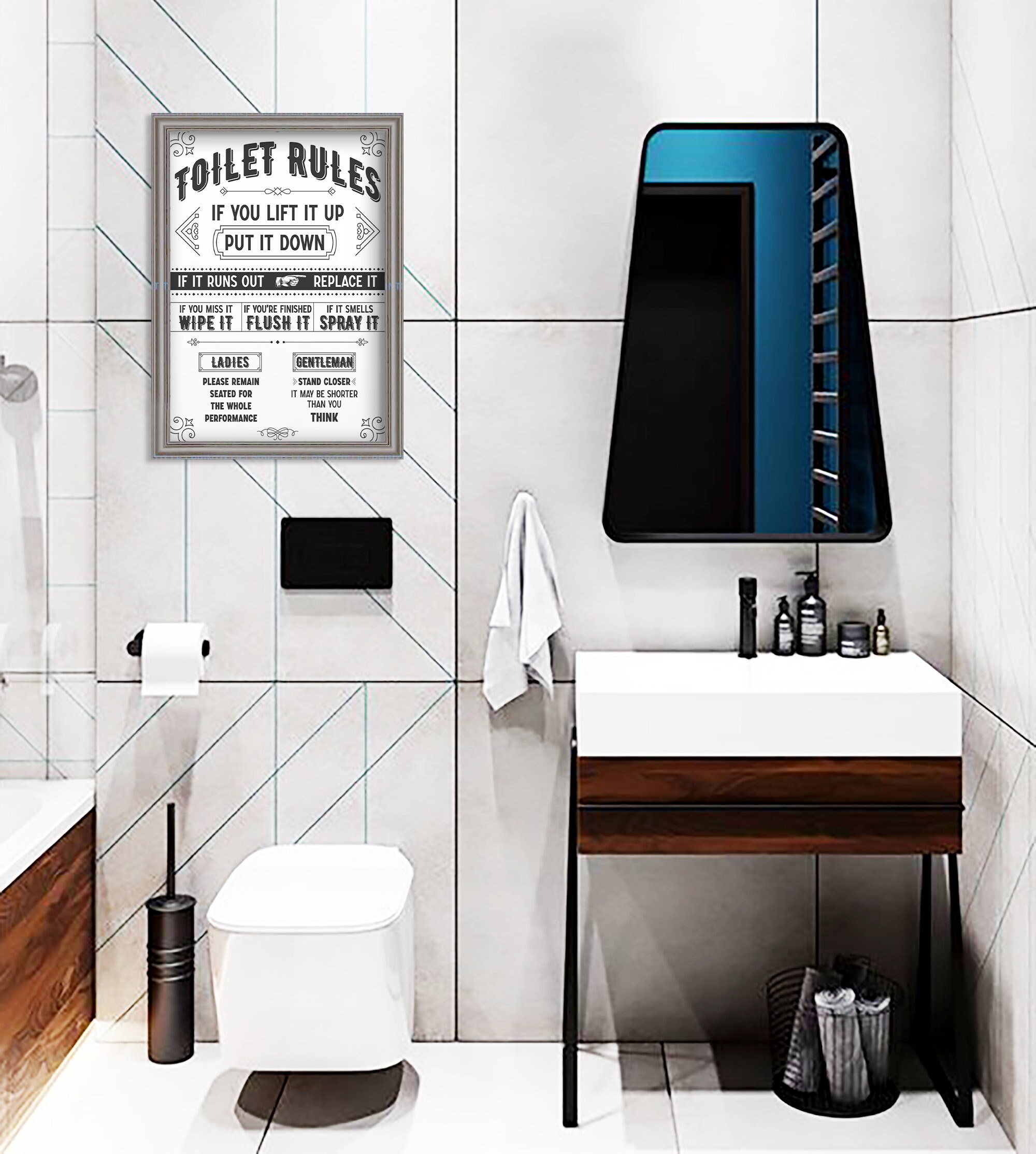 Lustiges Wanddekor für Badezimmer Vintage Wandbild Wandkunst | Etsy