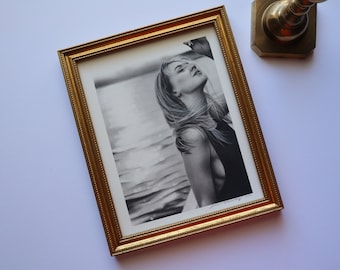 Original Charcoal Drawing Framed, Art, Artwork, Home Decor, Portrait, Hyperrealism, Woman by the lake