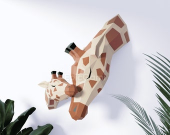 Giraffe papercraft template SVG and PDF, DIY papercraft giraffe model template, origami giraffe, giraffe low poly