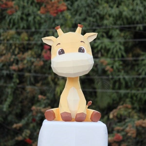 Modello di carta 3D giraffa SVG e PDF / Modello di carta 3D giraffa fai da te decorazione origami pepakura