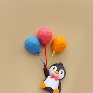 Modello di carta artigianale 3D pinguino SVG e modello PDF / pinguino artigianale di carta 3D / modello di carta 3D fai da te per l'arredamento della casa