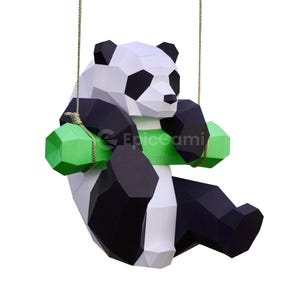 Panda Papiermodell 3D diy Papiermodell Vorlage für Low Poly Papiermodell, Panda Papierskulptur, Panda 3D Papiervorlagen
