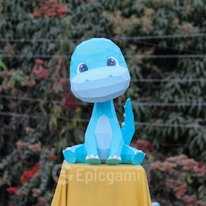Molde de dinossauro em papel 3D para artesanato em SVG e PDF | Dinossauro em papel 3D low poly para decoração DIY de origami (pepakura)
