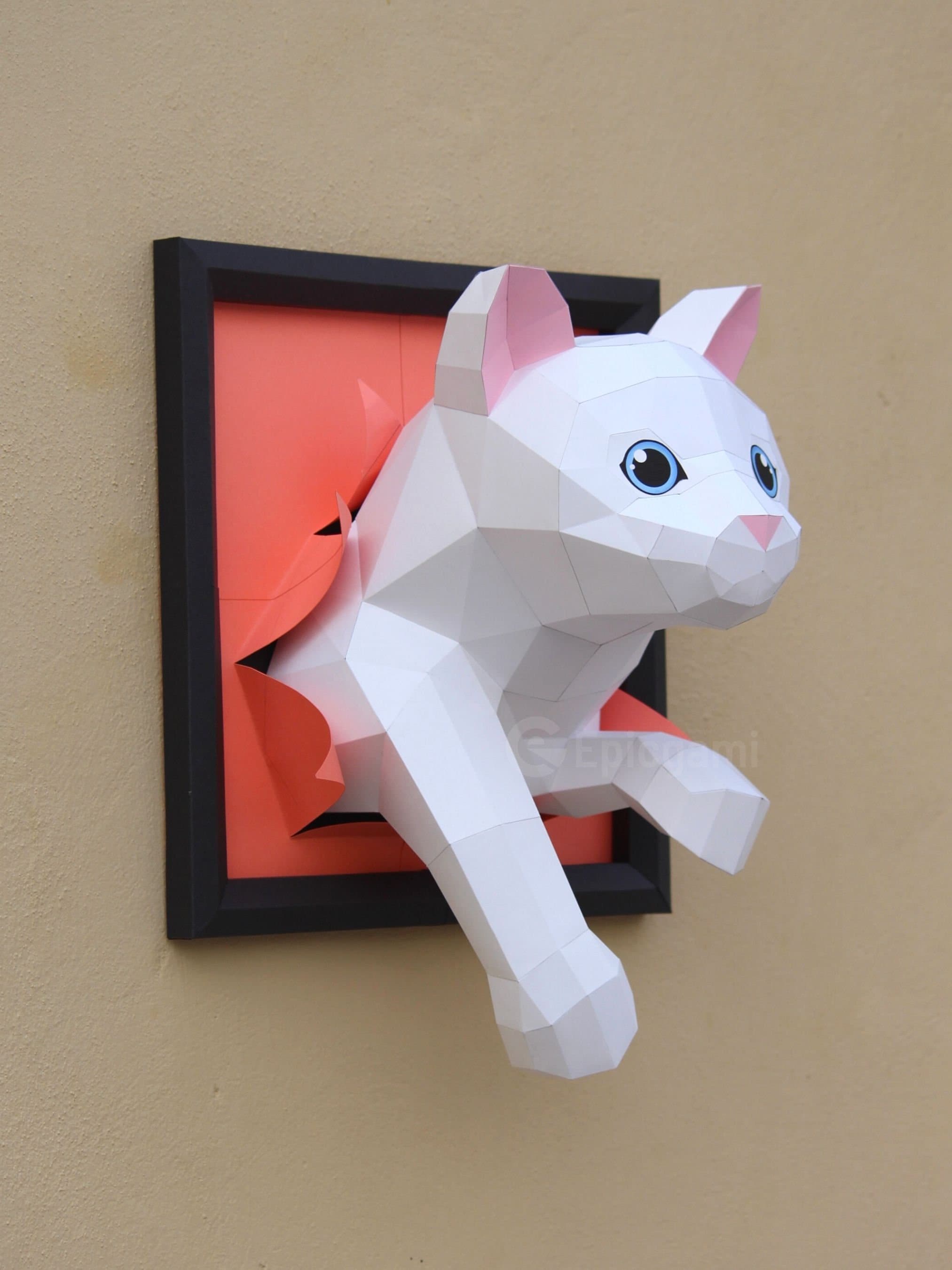 Cat papercraft plantilla de modelo de gato papercraft diy Etsy