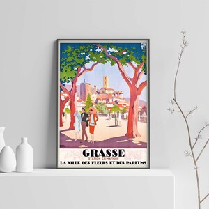 Grasse, cartel de viaje francés vintage, impresión de arte de alta resolución descargable, descarga instantánea imagen 4