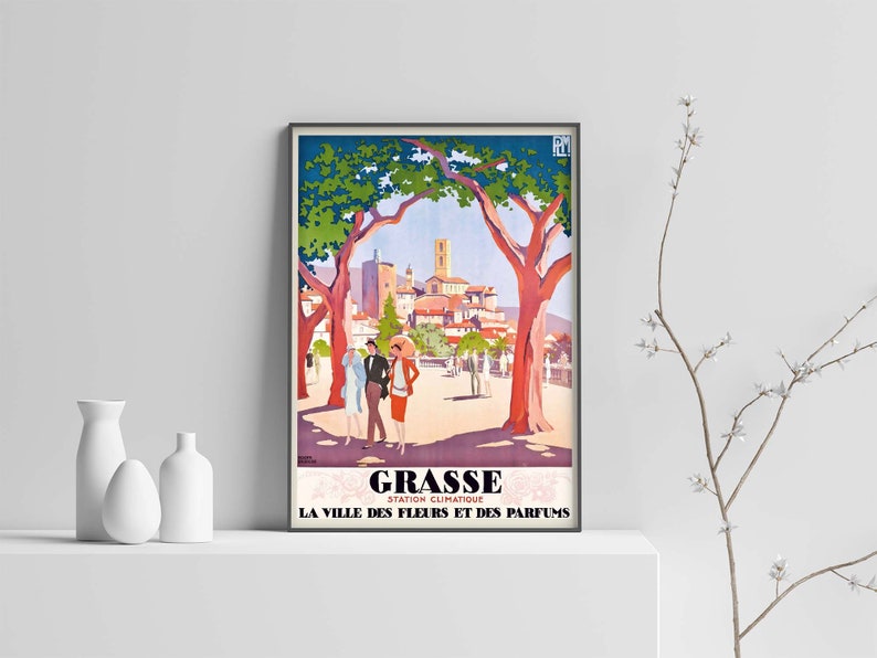Grasse, cartel de viaje francés vintage, impresión de arte de alta resolución descargable, descarga instantánea imagen 4