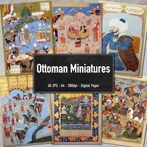 Ottoman Miniatures, 40 Illustrations, Vintage Turkish Paintings, Digital Paper, Instant Download