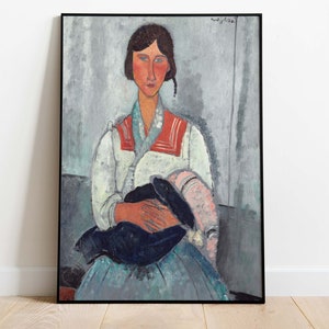 Cartel de Amedeo Modigliani, Mujer gitana con bebé, Cartel imprimible, Arte descargable, Descarga instantánea