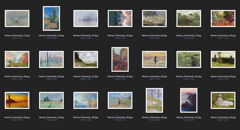 50 Claude Monet Postcards Printable Art Digital Paper | Etsy