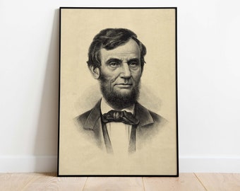 Abraham Lincoln Vintage Poster, US President, Instant Download, Art Print