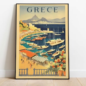 Cartel de Grecia, cartel de viaje vintage, impresión de arte de alta resolución descargable, descarga instantánea