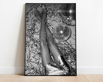Disco Legs, Stylish Luxury Fashion Poster, Downloadable Black and White Art, Wall Decor