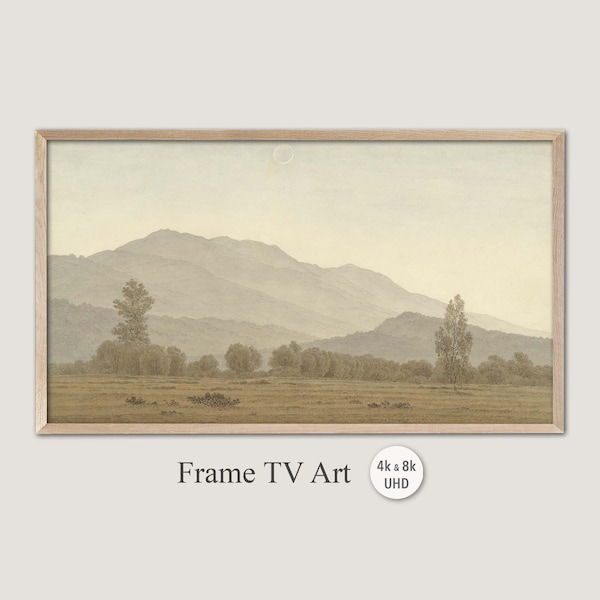 Samsung Frame TV Art, 4k & 8k UHD-2 Digital Wall Art, Caspar David Friedrich - New Moon above the Riesengebirge Mountains, Instant Download