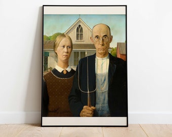 Grant Wood - American Gothic, 1930, Vintage Poster, Downloadable Art Print, Instant Download