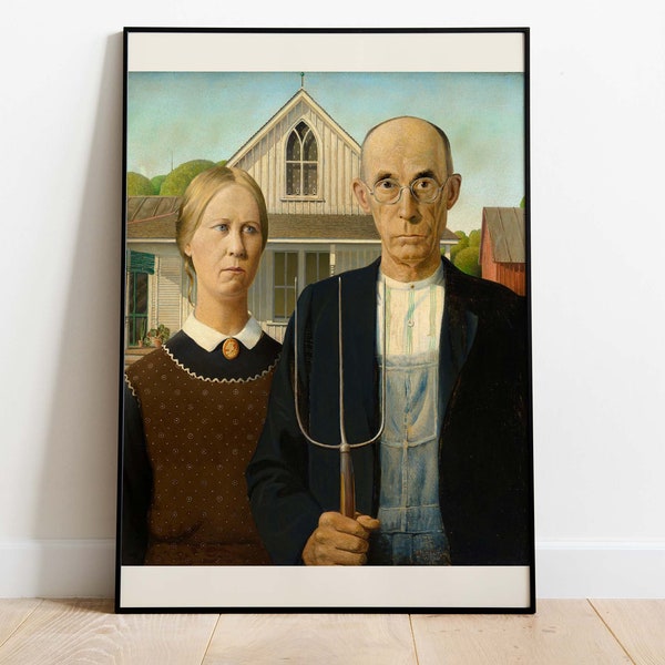 Grant Wood - American Gothic, 1930, Vintage Poster, Downloadable Art Print, Instant Download