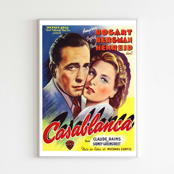 Casablanca Movie Poster, Vintage Cinema Poster, Downloadable Art Print, Instant Download