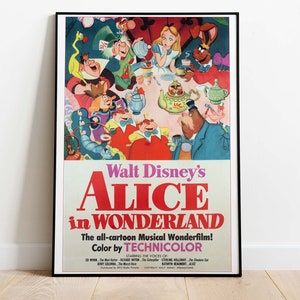 Poster del film vintage di Alice nel paese delle meraviglie, arte scaricabile, download istantaneo