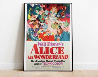 Alice in Wonderland (1951) Walt Disney cartoon movie poster reprint 18x12  inches approx.