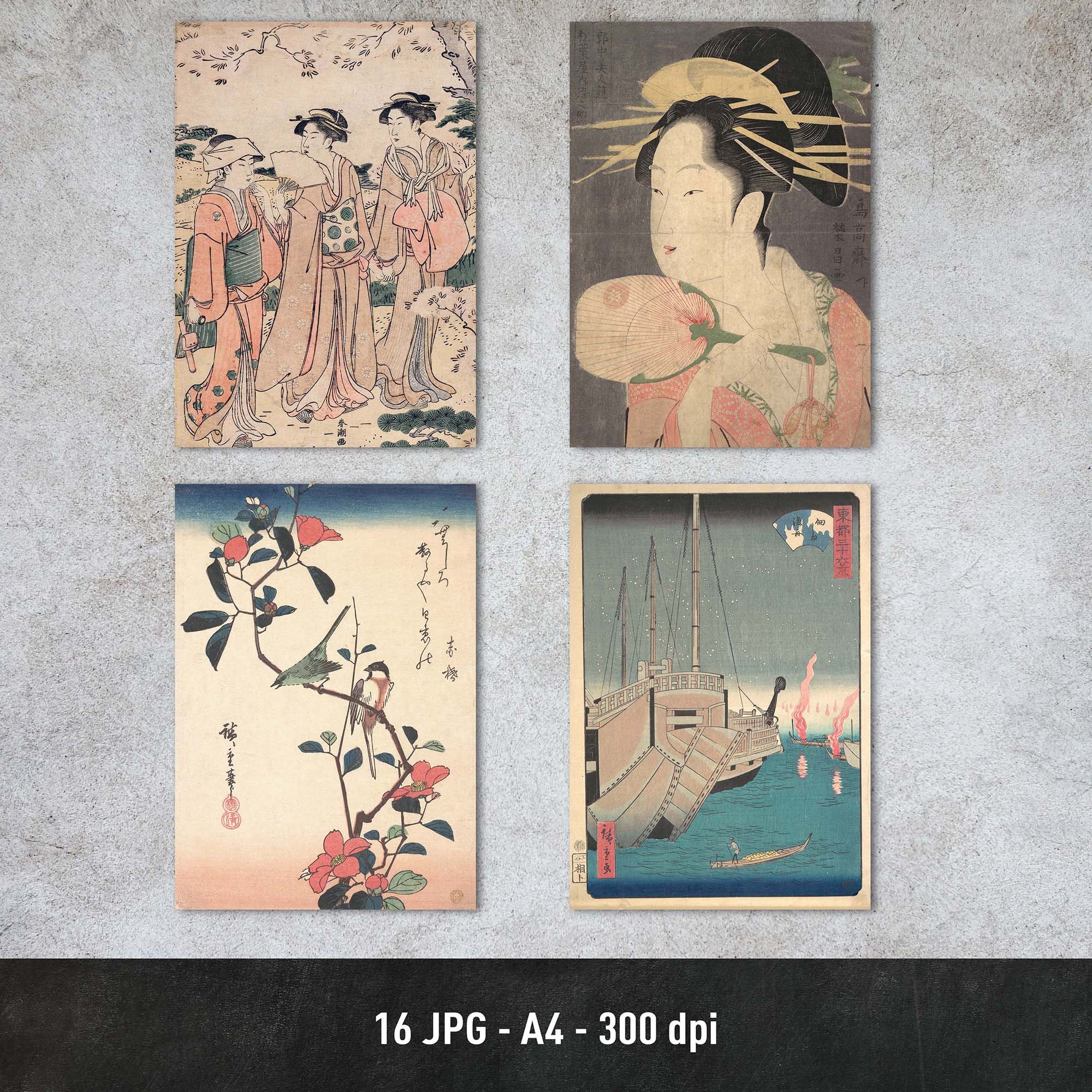 Antique Japanese Papers, Digital Paper, Vol.1, Vintage