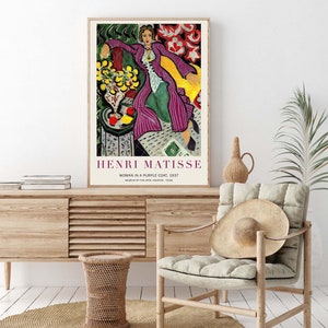 Poster della mostra Henri Matisse, Donna in un cappotto viola, Stampa d'arte scaricabile, Download istantaneo immagine 2