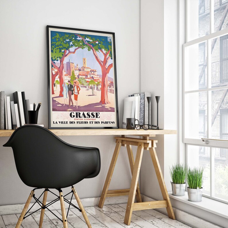 Grasse, cartel de viaje francés vintage, impresión de arte de alta resolución descargable, descarga instantánea imagen 2