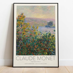 Claude Monet Exhibition Poster, Flower Beds at Vetheuil, Downloadable Art Print, Instant Download