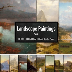Landscape Paintings, 10 HiRes Classic Oil Paintings Vol.6, Downloadable Backgrounds, Photoshop Overlay, Photo Backdrops, Instant Download