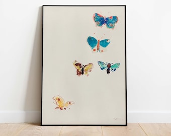 Odilon Redon - Five Butterflies, Printable Poster, Downloadable Art Print, Instant Download