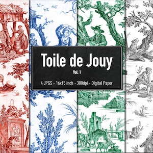 Toile de Jouy, Design de tecido francês, papel digital, Vol.1, download instantâneo