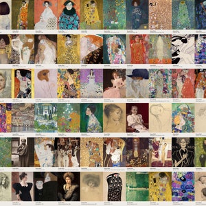 Kit de collage mural, Gustav Klimt Paintings, Collection de 60 images, Art mural, Téléchargement instantané image 3