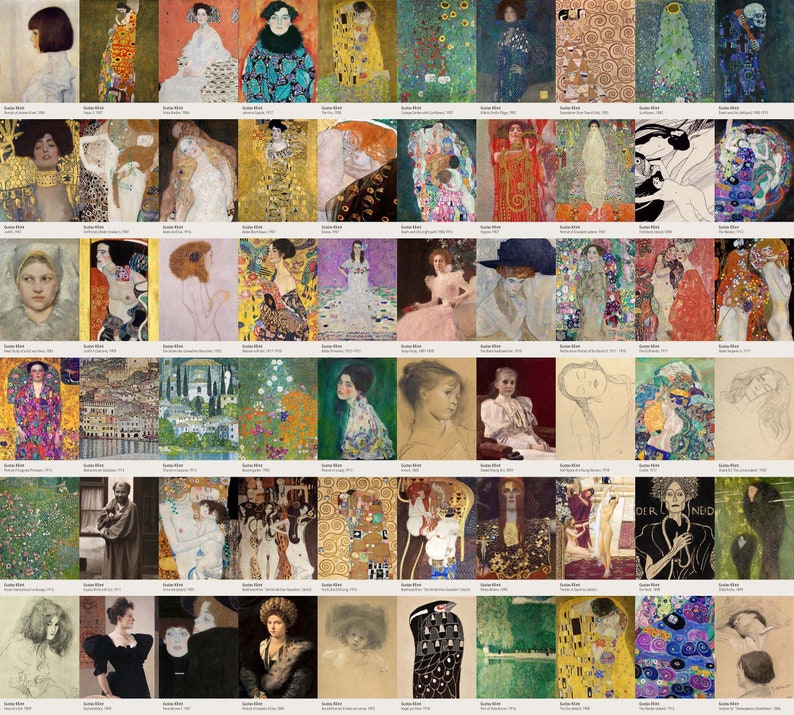 Kit de collage mural, Gustav Klimt Paintings, Collection de 60 images, Art mural, Téléchargement instantané image 3