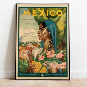 Mexico, Vintage Travel Poster, Downloadable Hi-Res Art, Instant Download