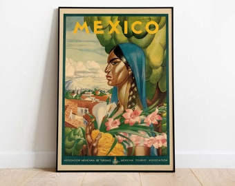 México, póster de viaje vintage, arte de alta resolución descargable, descarga instantánea