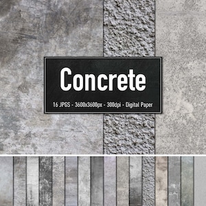 Concrete, Wall Texture, 16 Different Images, Digital Paper, Instant Download