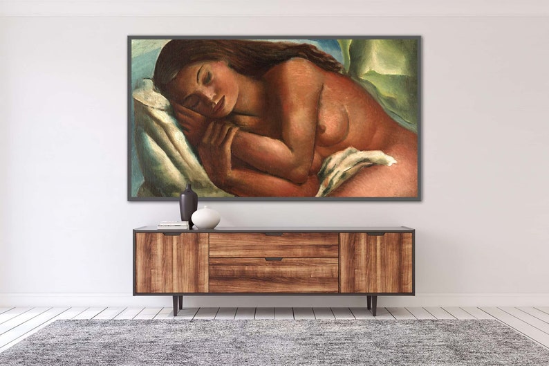 Samsung Frame TV Art, 4k & 8k UHD-2 Digital Wall Art, Emiliano di Cavalcanti Naked Mulata Asleep, Instant Download image 2