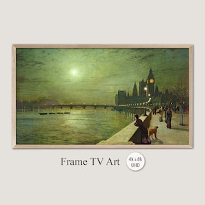Samsung Frame TV Art, 4k & 8k UHD-2 Digital Wall Art, Instant Download, John Atkinson Grimshaw - Reflections on the Thames