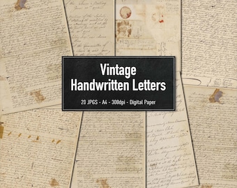 Old Handwritten Letters, Vintage Digital Paper, A4 Junk Journal Paper, Instant Download
