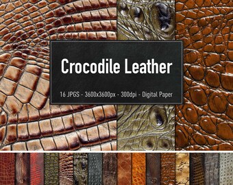 Crocodile Leather, 16 Different Images, Digital Paper, Instant Download