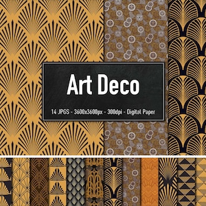 Art Deco Patterns, 14 Different Images, Digital Paper, Instant Download