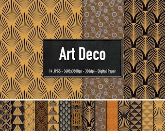 Art Deco Patterns, 14 Different Images, Digital Paper, Instant Download