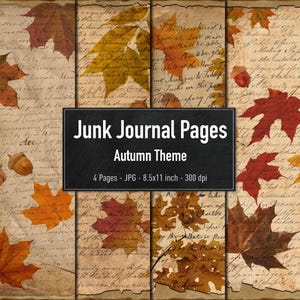Junk Journal Pages, Autumn Theme, Vintage Digital Collage Sheets for Scrapbooking, Instant Download