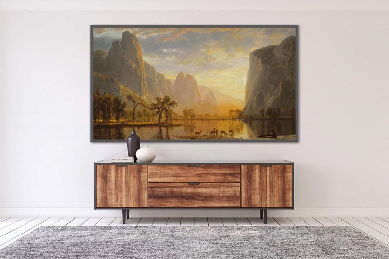 Samsung Frame TV Art, Albert Bierstadt Valley of the Yosemite, 4k & 8k UHD-2 Digital Wall Art, Instant Download image 2