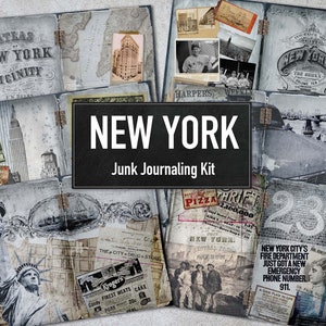 Junk Journaling Kit &quot;New York&quot;, Printable Collage Sheets for Scrapbooking, Instant Downloadable JPGs