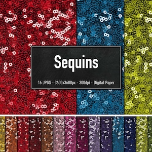 Paillettes, 16 immagini glitterate colorate, carta digitale, download immediato