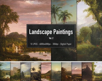 Landscape Paintings, 10 HiRes Classic Oil Paintings Vol.2, Downloadable Backgrounds, Photoshop Overlay, Photo Backdrops, Instant Download