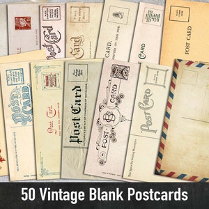 50 Vintage Postkarten, leere Bilder, digitales Papier, Sofort Download